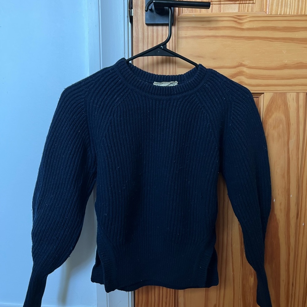 Isabel Marant Navy Crew Neck Sweater with Textured Knit
